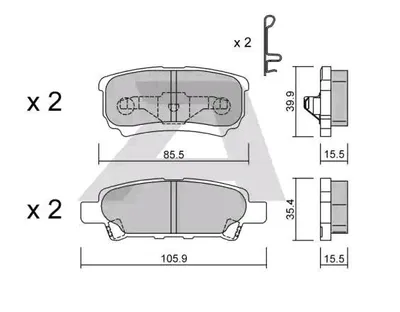Produktbild von AISIN BPMI-2001 Bremsbeläge Satz Hinten Bremsklötze für JEEP COMPASS (MK49) für MITSUBISHI Lancer VIII Schrägheck (CXA) für DODGE Caliber Schrägheck