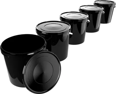 Produktbild von Eimer mit Deckel 10 L | Vorratseimer | Lebensmittelecht Schwarz | PP | 5 Stück