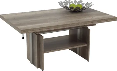 Produktbild von Couchtisch mit Funktionen Jerome - Nachbildung Wildeiche - höhenverstellbar durch Lift - ausziehbar - Ablageboden - 110-177x68 cm