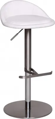 Produktbild von Barhocker WL1.282 Weiß Edelstahl höhenverstellbare Sitzhöhe 54-79 cm | Design Barstuhl mit Rückenlehne | Bistrohocker Barsitz Gepolstert | Thekenhocker 360° Drehbar | Tresenstuhl Modern