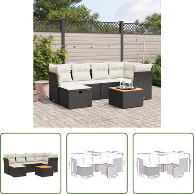 Produktbild von The Living Store 7-tlg. Garten-Sofagarnitur mit Kissen Schwarz Poly Rattan