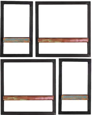 Produktbild von SIT Möbel Wand-Regal-Set | 4-tlg. | Böden Altholz lackiert bunt | Rahmen Metall schwarz | B 60 x T 25 x H 75 cm | 09101-11 | Serie RIVERBOAT