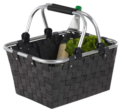 Produktbild von Einkaufswagen Nachhaltig - 40 × 19,5 × 30 cm - Kunststoff - Mit Griffen - Einfarbig Schwarz - Wiederverwendbar und strapazierfähig - Einkaufskorb