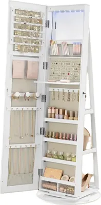 Produktbild von Schmuckschrank mit Spiegel, MDF, viel Stauraum, 54,5 x 54,5 x 162 cm