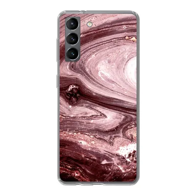 Produktbild von MuchoWow® Handyhülle Schutzhülle Hülle für Samsung Galaxy S21 Marmor - Gold - Rosa Silikon Softcase Handy Hülle - Softcase
