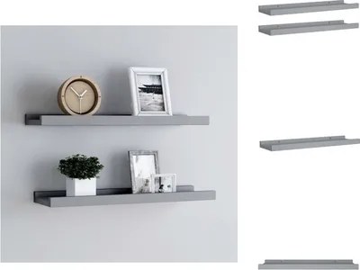 Produktbild von vidaXL Bilderleisten 2 Stk. Grau 40x9x3 cm MDF - Wandregale