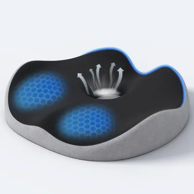 Image de Coussin d'assise en forme de beignet en mousse à mémoire de forme – Coussin orthopédique pour soulager les douleurs liées aux hémorroïdes et au coccyx, la sciatique, la grossesse, le post-partum, les escarres et la convalescence postopératoire (noir)