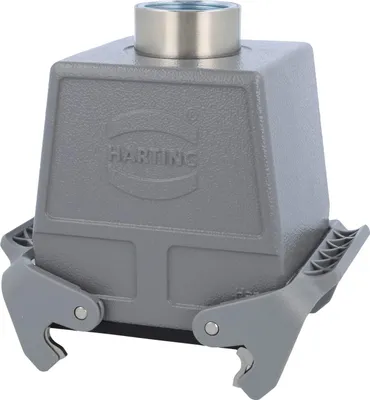 Produktbild von HARTING Han 32B Kupplungsgehäuse hoch, 1xM32 gerader Kabelabgang, mit 2 Querbügeln Verschraubung M32 Klemmbereich