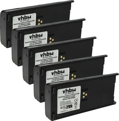 Produktbild von vhbw 5x Akku Ersatz für Motorola NTN7144CR für Funkgerät, Walkie Talkie (1800 mAh, 7,5 V, NiMH) + Gürtelclip