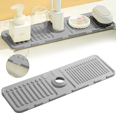 Obrázok produktu pre Silikónová podložka pod vodovodný kohútik, 44,5 x 14,5 cm, silikón, podložka pod vodovodný kohútik, podložka pod vodovodný kohútik, ochrana podlahy v kuchyni a kúpeľni