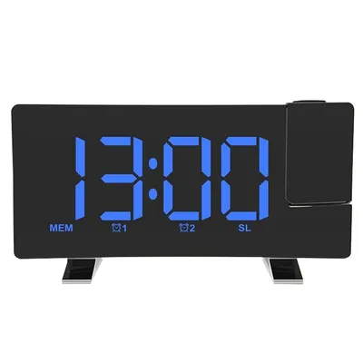 Produktbild von Projection Alarm Clocks for Bedrooms with Radio, 8” Curved Screen LED Digital Clock Large Display, Auto Dimmer, Snooze, Dual Alarm Clock