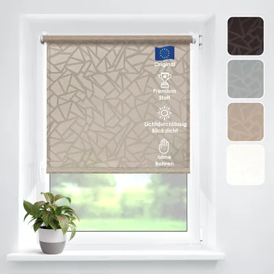 Produktbild von Tageslichtrollo "Crystal", Braun 95x170cm, KlemmFix-Halterungen für Fenster, ohne Bohren