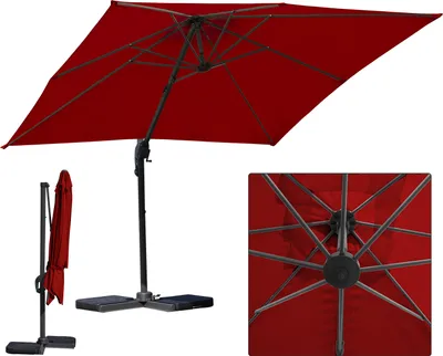 Produktbild von TolleTour Sonnenschirm Ampelschirm Ø3m drehbar,neigbar,360° Rotation,Marktschirm,Rot