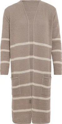 Produktbild von Knit Factory Bibi Lange Strickjacke - Mit Taschen - Leinen/Beige - 40/42