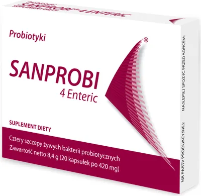 Produktbild von Sanprobi 4 Enteric 20 Kapseln - Probiotischer Magenschutz für eine ausgewogene Darmflora