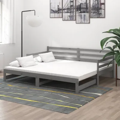 Produktbild von "Rabatt" Ausziehbares Tagesbett - Modernes Design - Grau Massivholz Kiefer 2x(90x200) cm - Klassische Betten CC20756