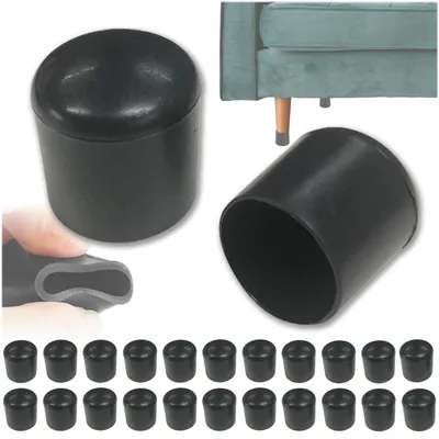 Produktbild von KRUMAD Stuhlbeinkappen Rund 24 Stück, Schutzkappen für Stuhlbeine, Stuhlbeinauflage, Stuhlkappen, 16 mm, PVC, Stuhlbeinschoner, Bodenschutz, Schwarz, KI-generiertes Bild