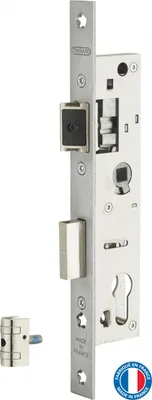 Image de Boitier de serrure encastrable à cylindre pour menuiserie métallique, axe 24mm, zingué, bouts carrés - THIRARD