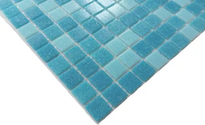 Produktbild von Handmuster Mosaikfliese Glas hellblau blau Wandfliesen Badfliese Duschrückwand Fliesenspiegel MOS52-0402_m
