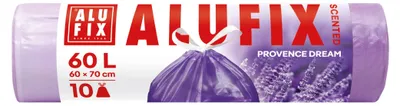 Image de Sacs poubelle parfumés à la lavande, à fermeture à glissière, 60 l, 10 pièces, HDPE, ALUFIX MSZH6010VIOLA