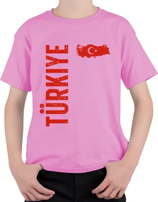 Produktbild von Türkiye Türkei Fan türkische Flagge Fußball WM 2026 EM 2028 Uni Kinder T-Shirt, Pink, 116