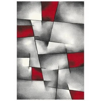 Image de BRILLANCE Tapis de salon 80x150 cm rouge, noir et gris