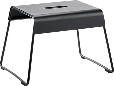 Produktbild von Zone Denmark A-Stool, Hocker aus Stahl, Kleiner Schemel/Trittschemel für Kinder und Erwachsene, Tritthocker, rutschfest, 39 x 30 x 27,5 cm, Schwarz