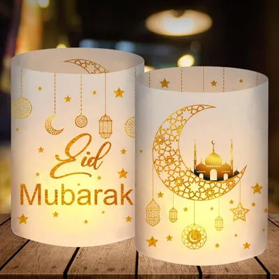 Productafbeelding van 12 Windlichten voor Tafelversiering, Eid Mubarak en Ramadan Decoratie