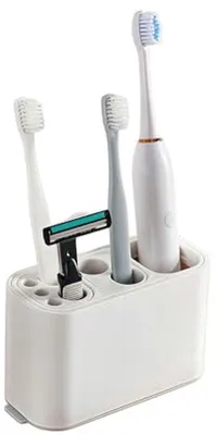 Obrázek produktu pro Ultiluxe Držák na zubní kartáčky - Organizátor do koupelny - Držák na elektrické kartáčky - 12 x 5,5 x 7,5 cm - 8 přihrádek - Odnímatelný odtok - Bílá