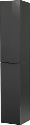 Produktbild von FACKELMANN Hochschrank LUNA / hochwertiger Badschrank mit Soft-Close / Maße (B x H x T): ca. 30 x 162 x 32 cm / Schrank fürs Bad mit 2 Türen / Türanschlag frei wählbar / Korpus & Front: Schwarz