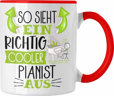 Produktbild von Trendation - So Sieht Ein Richtig Cooler Pianist Aus Tasse Geschenk für Pianist Geburtstag Geschenkdiee Piano Klavierspieler (Rot)