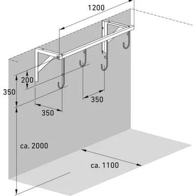 Immagine prodotto di Supporto da parete per biciclette 3874 | 4 ganci | L1170mm