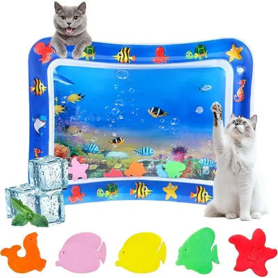 Image de Tapis rafraîchissant pour chat, tapis en PVC avec 5 poissons flottants