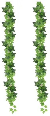 Image de 2 couronnes de lierre artificiel, 200 cm, plante retombante artificielle verte, lierre artificiel, pour l'intérieur, les balcons, les jardins, les décorations de fête