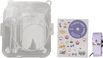 Obrázek produktu pro Sada brašen na instantní fotoaparáty, nálepka na ramenní popruh, odolná, průhledná, pro Instax Mini 12, fialová