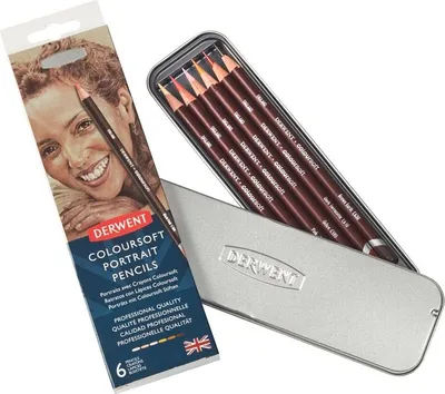 Immagine prodotto di Pastelli artistici DERWENT Coloursoft, 6 pezzi in scatola di metallo