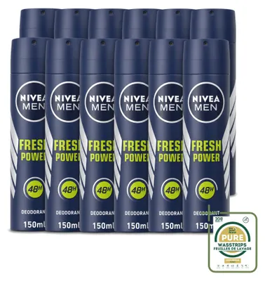 Obrázek produktu pro 12 kusů deodorantu ve spreji NIVEA MEN Fresh Power - 150 ml - balení