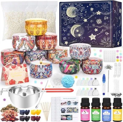 Produktbild von Famanu Kerzenmacher-Set für Duftkerzen - Komplett mit 10 Töpfen und Zubehör