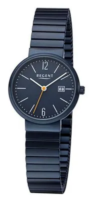 Produktbild von Regent Damen Uhr Metallarmband Edelstahl Armbanduhr Analog dunkelblau URF1357