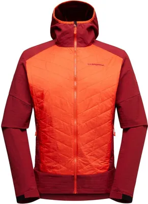Kap Hybrid Hoody M von La Sportiva; rot und burgunderfarbene Isolationsjacke für Herren mit Kapuze.