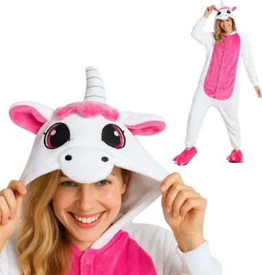 Produktbild von Pyjama Onesie Kigurumi Kostüm Verkleidung Rosa Einhorn XL: 175-185cm