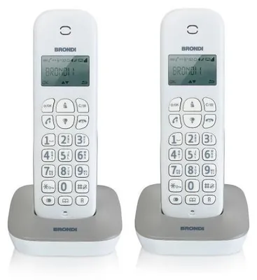 Obrázek produktu pro Brondi Gala Twin, DECT telefon, Bezdrátové sluchátko, 20 pol., Identifikace volajícího, Šedá, Bílá
