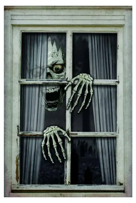 Produktbild von Unheimliche Totenkopf mit Händen als Fensterdekoration