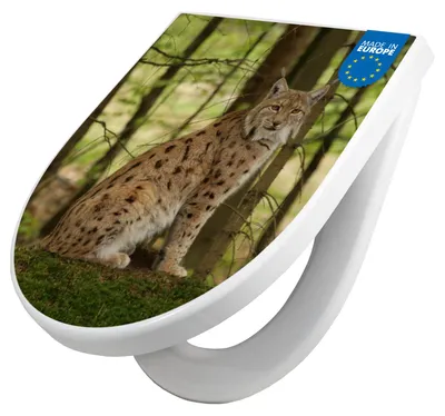 Produktbild von WC Sitz mit Absenkautomatik D Form Motiv Luchs [TDW3 10487]