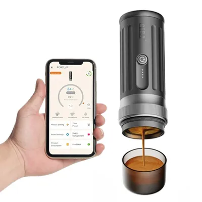 Produktbild von Ceramax tragbare Espressomaschine (3. Gen) mit 13.500 mAh Akku, Bluetooth-App, 58-mm bodenlosem Siebträger. Bis zu 8 Tassen ohne Laden, 96 °C in 150 s