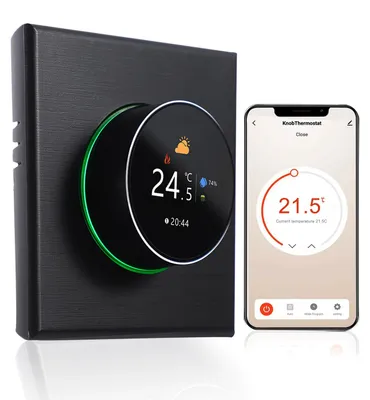 Obrázek produktu pro 2X WiFi termostat Digitální LCD pokojový termostat Programovatelný nástěnný termostat Skryté podlahové vytápění pro 5A kotel, ovládání tlačítkem/Mobilní APP/Hlasové ovládání Vnitřní teploměr, černý