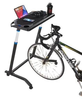 Immagine prodotto di VEVOR Tavolo da bici fisso pieghevole e regolabile per allenatori da bici e tapis roulant, con più alloggiamenti per allenatori da bici e manubri