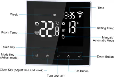 Obrázek produktu pro Wi-Fi Smart Thermostat Digitální regulátor teploty APP Control Týdenní cirkulace Programovatelné elektrické podlahové vytápění s velkou LCD obrazovkou pro domácnosti Škola Kancelář Hotel 16A