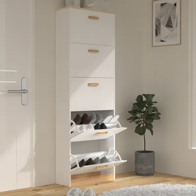 Produktbild von VCM Holz Regal Kipper Schuhregal Schuhschrank Schuhkipper 5 Klappen Halom XL