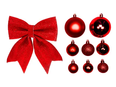 Image de Set de décorations de Noël 73 pcs dans une boîte de luxe RED CHRISTMAS pour arbre de Noël 120-210 cm